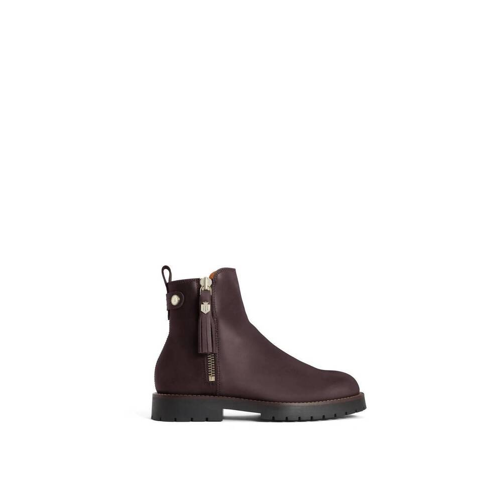 NEW FAIRFAX & FAVOR women's oakham waterproof ankle boot in mahogany leather